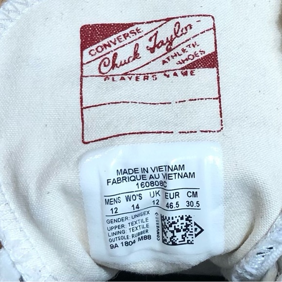 JW Anderson White Converse Edition Grid Logo Sneakers Unisex Size 12. - Picture 4 of 13